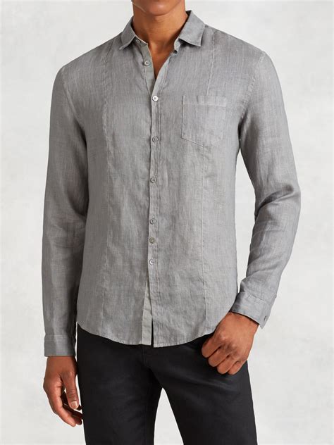 John Varvatos Linen Shirt in Gray for Men | Lyst