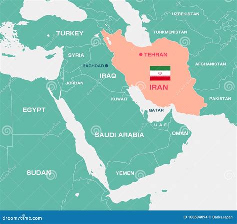 Iran and Middle East , Arabian Countries Map Stock Vector - Illustration of arabian, asian ...