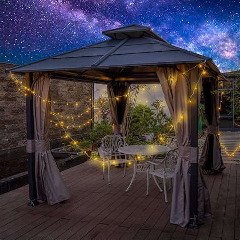 Buy 10' x 12' Gazebo, Outdoor Double Roof Canopy Hardtop Gazebo with ...