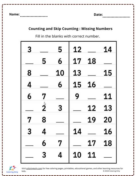 Printable Skip Counting Worksheets