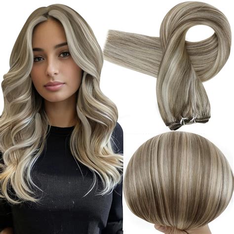 Amazon.com : Full Shine Sew In Hair Extensions Real Human Hair Weft ...