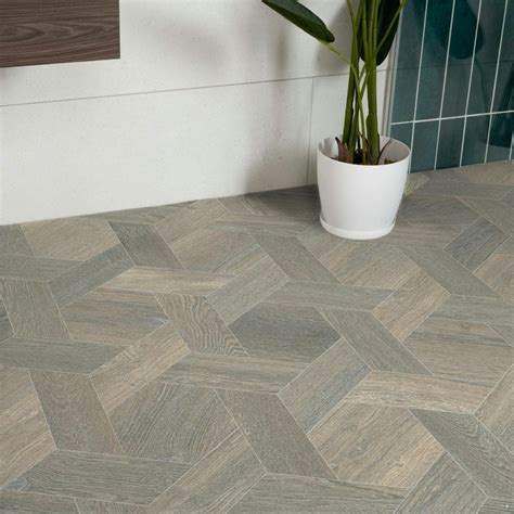 Woven Wood Effect Sheet Vinyl Flooring Lino in Dark French Oak Wood ...