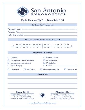 Fillable Online Patient Referral Form - San Antonio Endodontics Fax ...