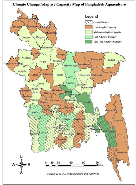 Map of aquaculture adaptive capacity to climate variability
