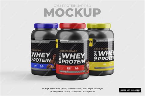 Premium PSD | Whey protein powder jar mockup instant product showcase ...