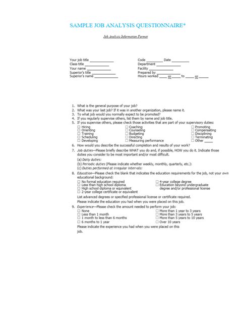 Image result for Job Analysis Example