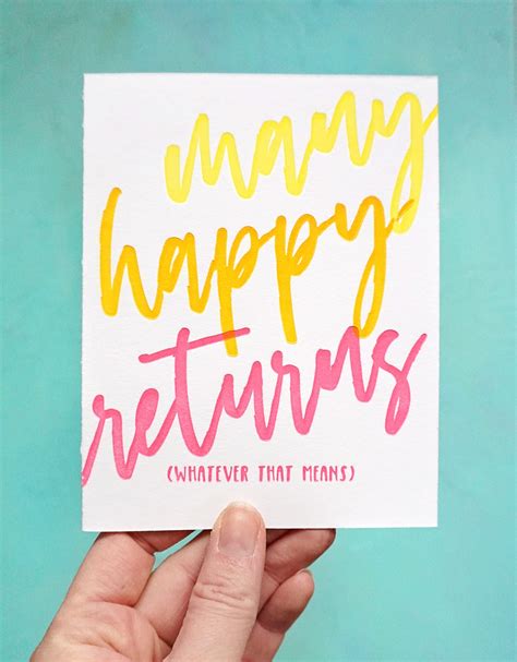 Many Happy Returns Letterpress Birthday Card - Etsy