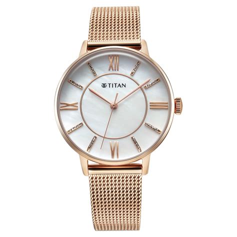 Buy Online Titan TGIF Quartz Analog Mother Of Pearl Dial Rose Gold ...
