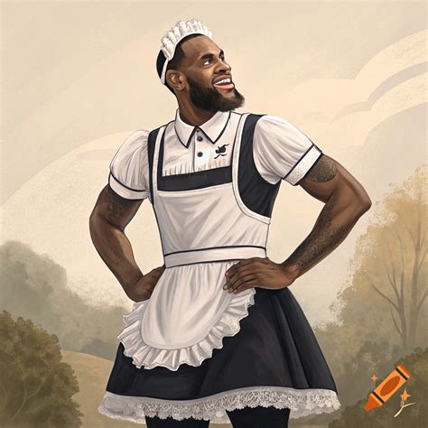 Illustration of LeBron James wearing a black and white maid outfit on ...