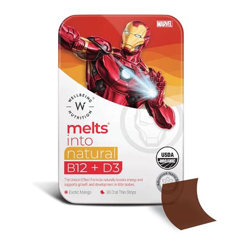 Wellbeing Nutrition Marvel Iron Man Melts | Kids Organic Vitamin B12 ...