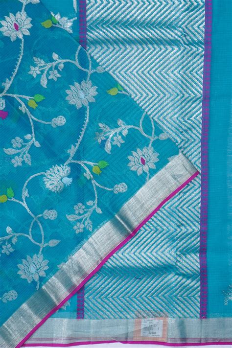 Zari Kota Cotton Jaal Sky Blue Saree | Kankatala