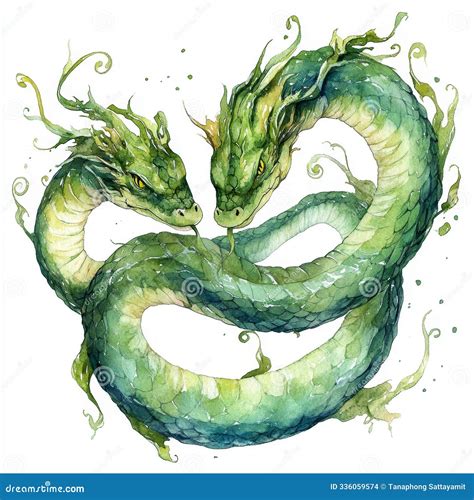 Watercolor Hydra Clip Art A Mythical Creature With Multiple Heads ...