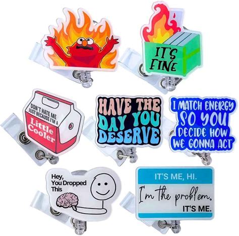 YJ Premiums 7pc Retractable Badge Reel Security Holder for Nurses ...