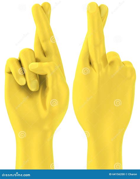 3D Golden Crossed Fingers Hand Gesture Stock Illustration ...