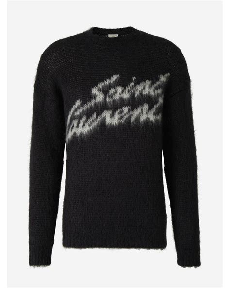Saint Laurent 90's Logo Knit Sweater in Black for Men | Lyst