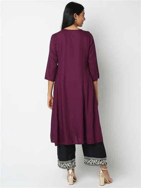 Flare Fit Embroidered Kurta