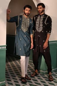 Buy Green Padma Silk Hand Embroidery Beads Mushq Kurta With Pant For ...