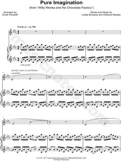Emile Pandolfi "Pure Imagination" Sheet Music (Piano Solo) in Eb Major ...