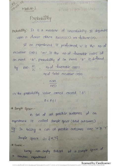 Jntuh COSM - Probability and Combinations Key Concepts - R22 - Studocu