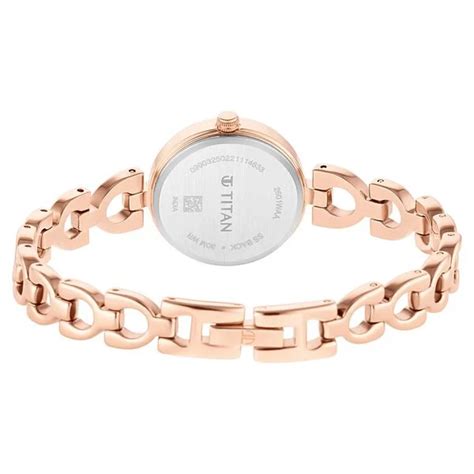Titan Lagan Brown Dial Analog Metal Strap Watch for Women