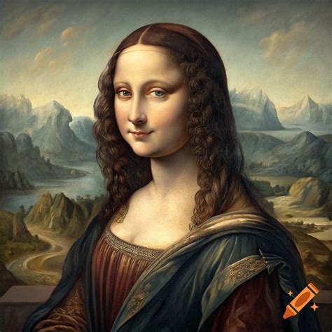 Painting portrait in the style of Mona Lisa, featuring a person with ...