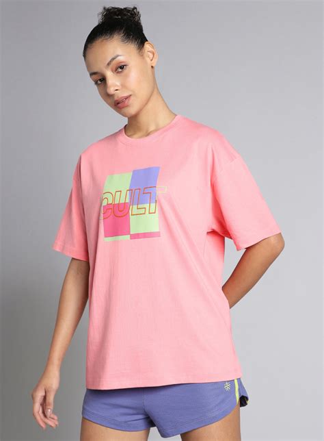 Buy Women's Pink Cult Brand Carrier Oversized T-shirt Online in India ...