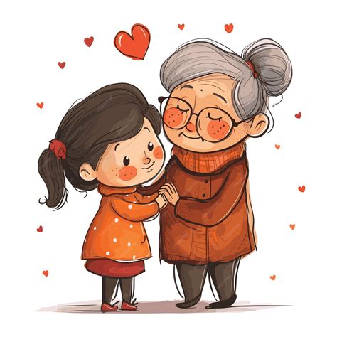Premium Vector | A loving grandmother hold granddaughter