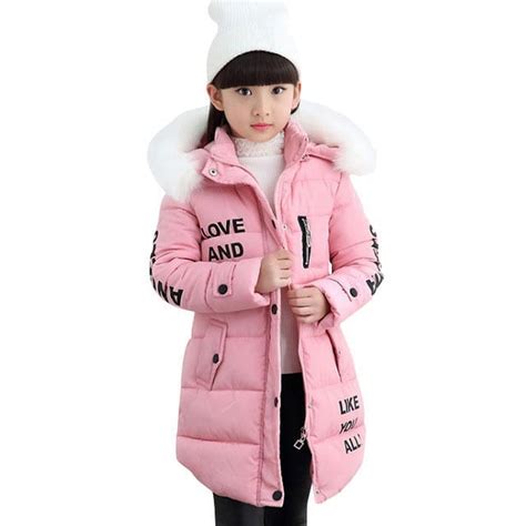 Children Down Coat Winter Teenager Thickened Hooded Cotton-padded Parka ...