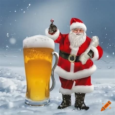 Santa beer and snow on Craiyon