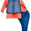 Diwali Ethnic Cotton Dress in Lavender and White Stripes for Baby Boy