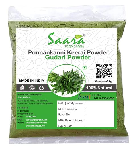 Buy Saara HERBAL FRESH Ponnankanni Keerai Powder, 301g, Ponnaganti ...