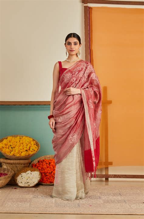 Mogra Zari Linen Sari
