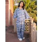 Blue Printed Cotton Kaftan