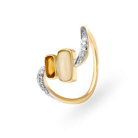 Mia by Tanishq 14KT Yellow Gold, Diamond, Opal and Citrine Ring for ...