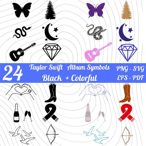 24 Taylor Swift Album Symbols Black Colorful Bundle - Etsy Canada