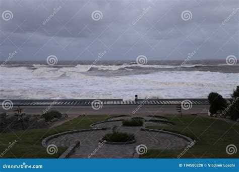Swollen Sea on a Cloudy Spring Afternoon Stock Photo - Image of coast ...