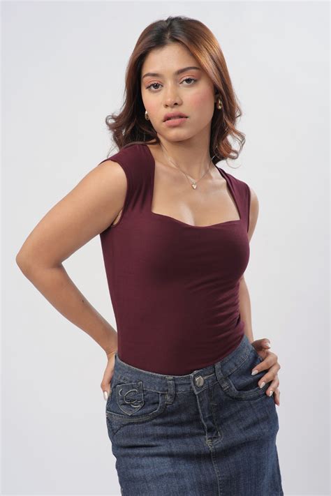 Sia Sweetheart Neckline Top - Deep Wine – Cheesewalk