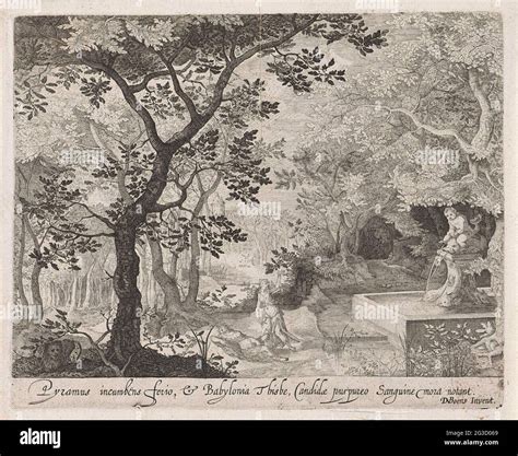 Pyramus and Thisbe; Scenes from Ovid 'Metamorphosen. Thisbe finds the ...