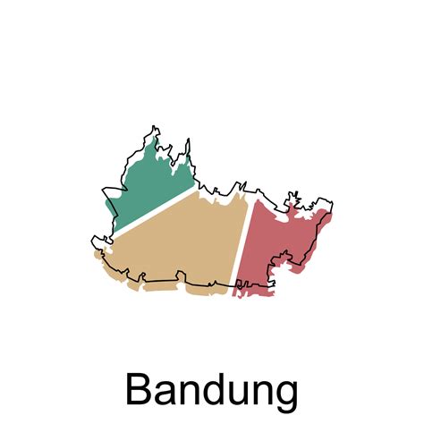 Map of Bandung colorful modern geometric with outline design, element graphic illustration ...