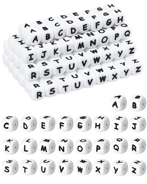 Amazon.com: 130Pcs FIVEIZERO Silicone Letter Beads, 12mm A-Z Alphabet ...