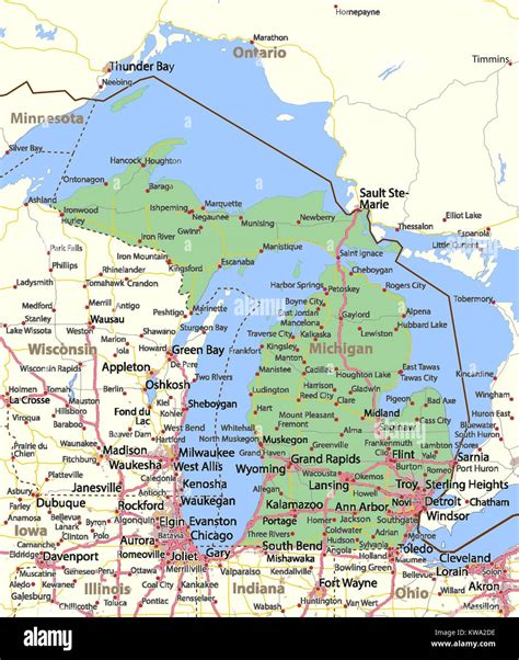 Michigan Map With City Names Ann Arbor Map Print, Street Names Ann