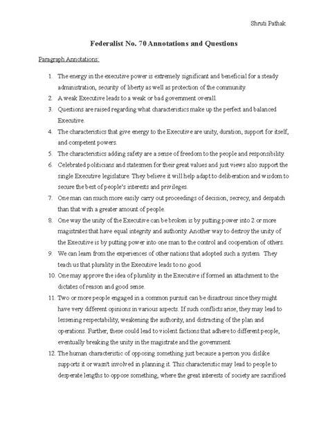 Federalist 70 - Summary and Analysis of Executive Power - Studocu