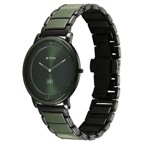 Buy Online Titan Edge Melange Slim Steel & Ceramic Strap Green Dial ...