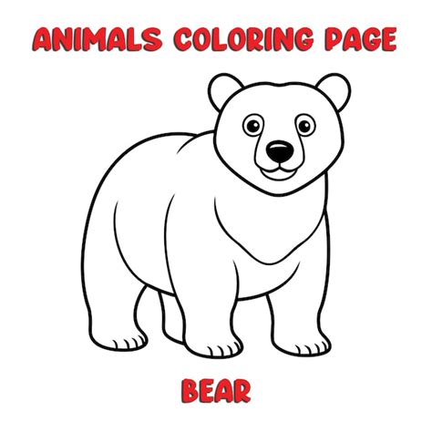 Cute bear outline art illustration coloring page book for kids ...