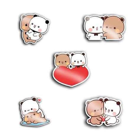 Love Couple Theme Vinyl Stickers Bubu Dudu Version 1 Pack of 5 Material ...