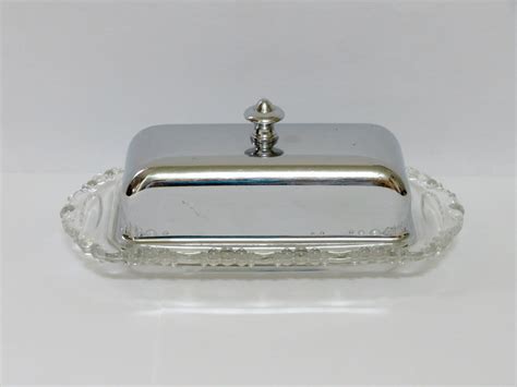 Vintage Butter Dish With Lid, Krome-kraft Farber Bros N.Y., Glass Dish ...