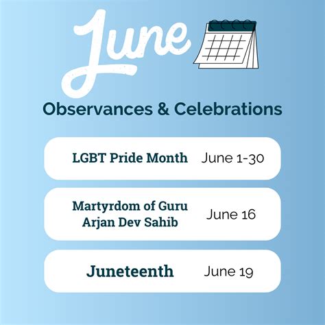 June and July Observances and Celebrations | Department of Health Sciences