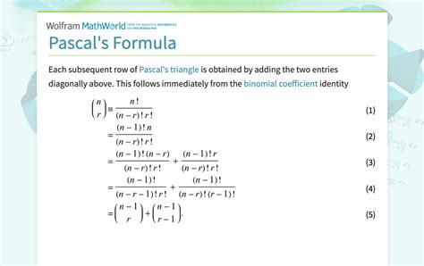 Image result for Pascal's Formula