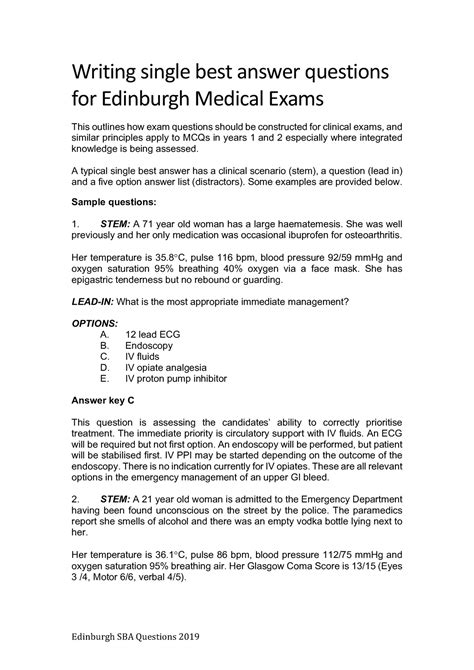 1575464010 - Test - Writing single best answer questions for Edinburgh ...