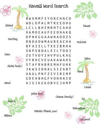 Hawaiian Word Search for Kids | Luau party games, Hawaiian party games ...
